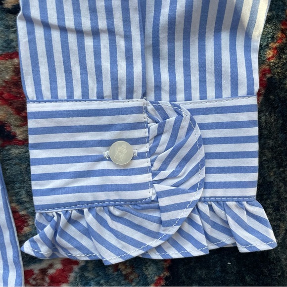 Adorable Classic Prep Ruffle Front Button Down Top "Ginny" Size 12 New with Tags - Picture 6 of 7